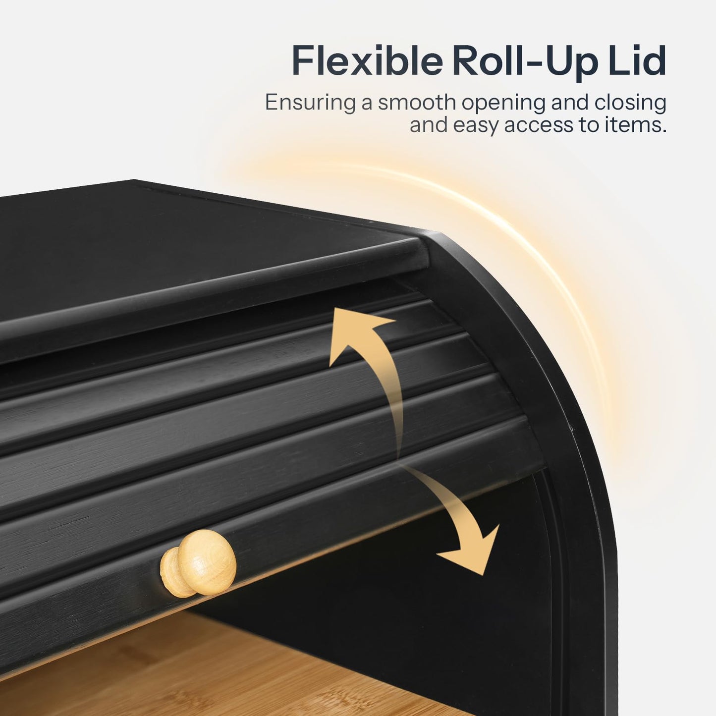 Black roll-up lid with flexible design on a white background