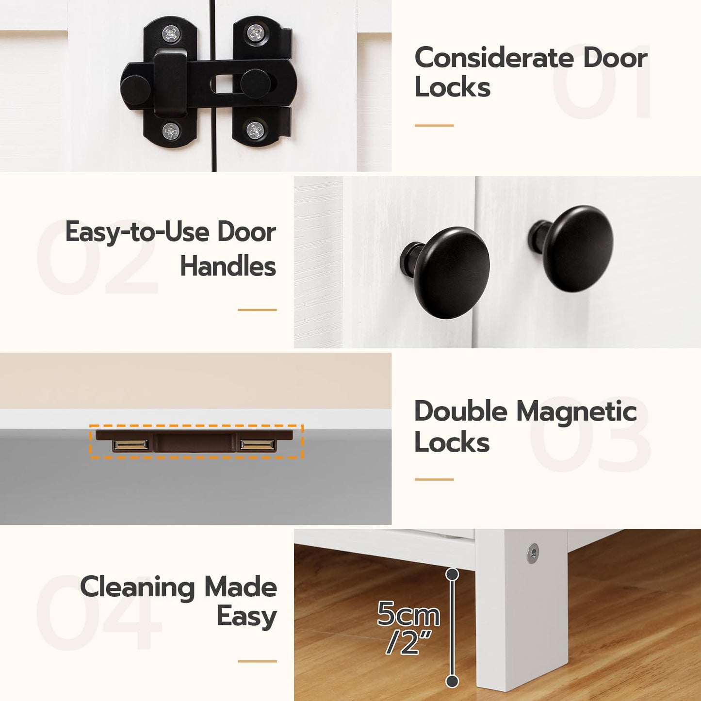 HOOBRO White Large Concealed Litter Box Enclosure with Removable Divider