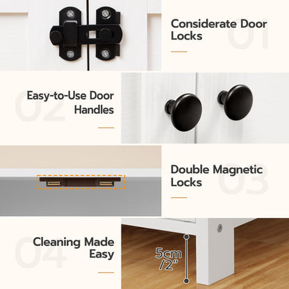 HOOBRO White Large Concealed Litter Box Enclosure with Removable Divider