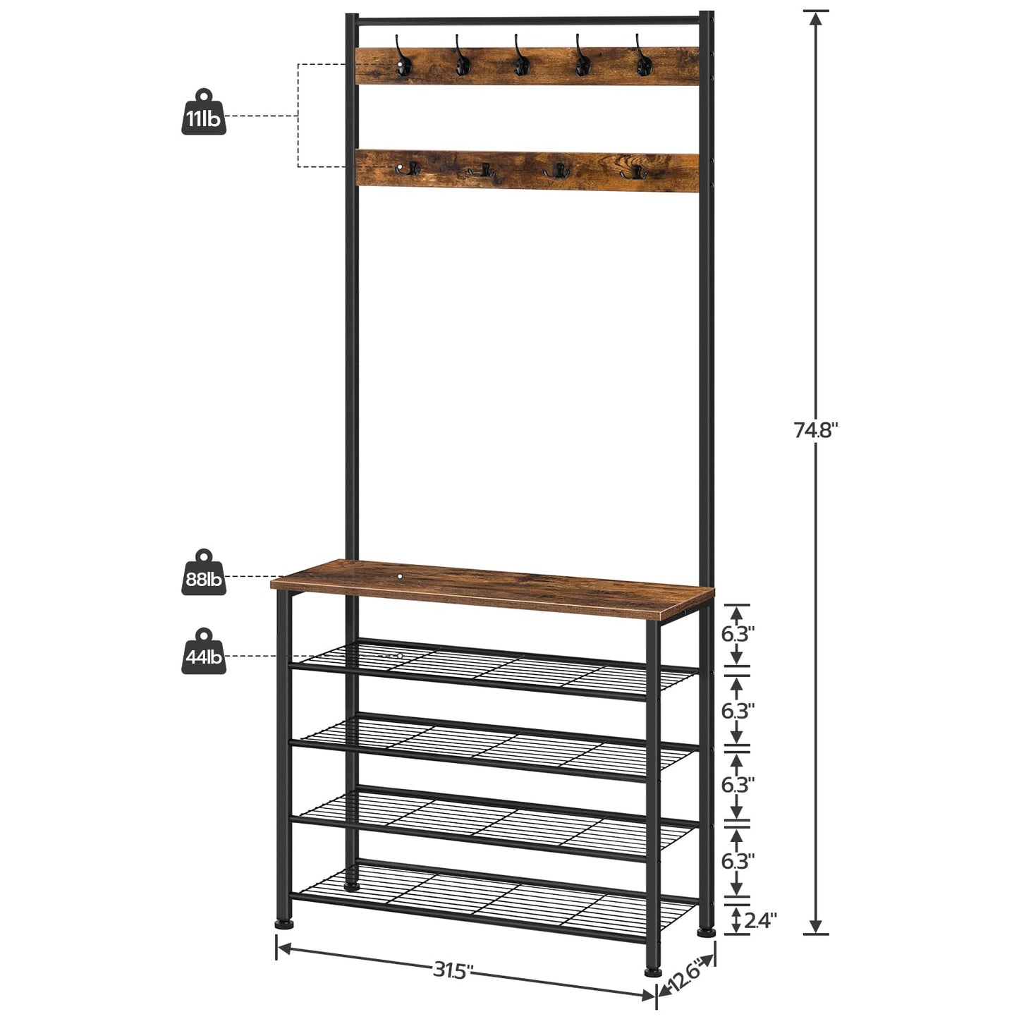 HOOBRO Hall Tree & Coat Rack & Shoe Storage Organizer with Bench
