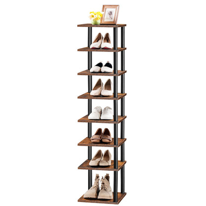HOOBRO Retro Brown 8-Tier Standing Shoe Rack