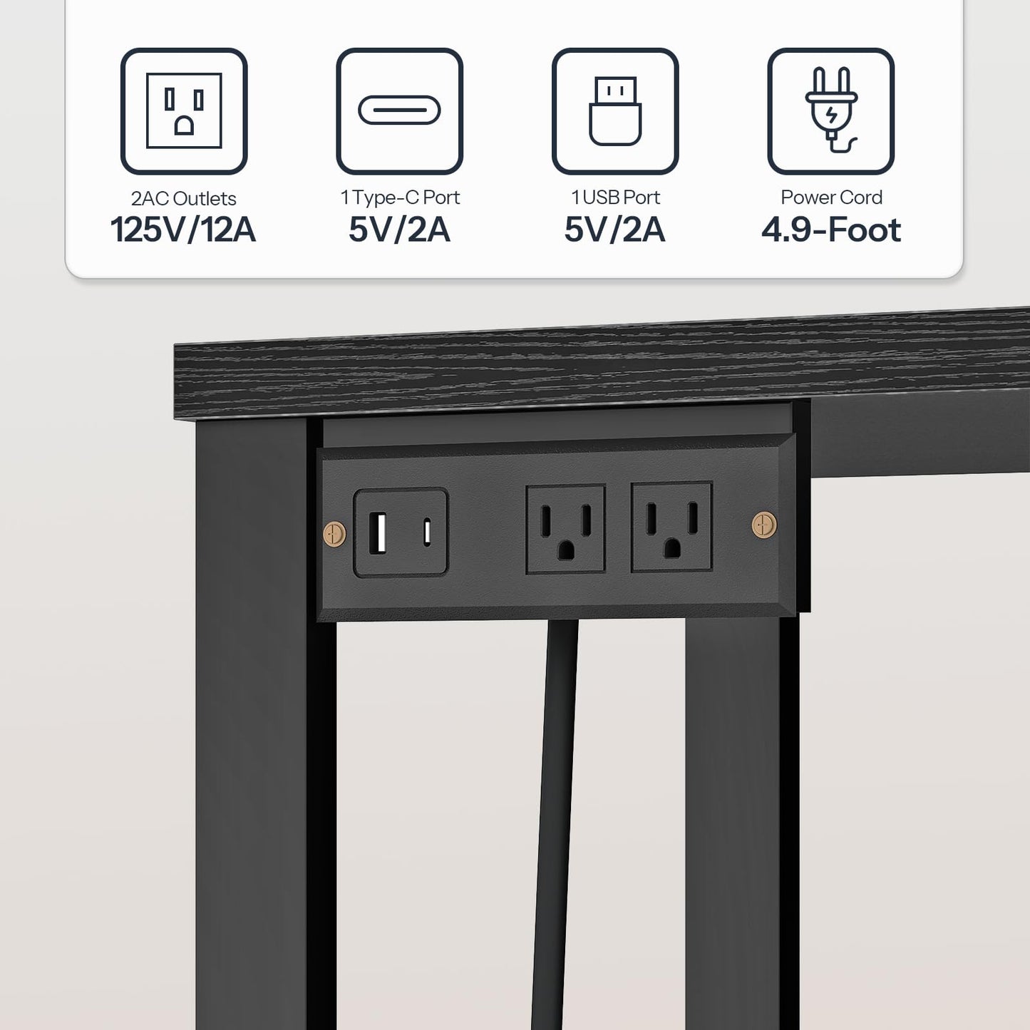 HOOBRO 3-Tier L-Shaped Corner Bar Table with Charging Station