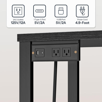 HOOBRO 3-Tier L-Shaped Corner Bar Table with Charging Station