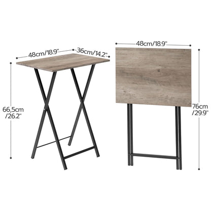 HOOBRO Greige Folding TV Tray Side Table / 2PICS
