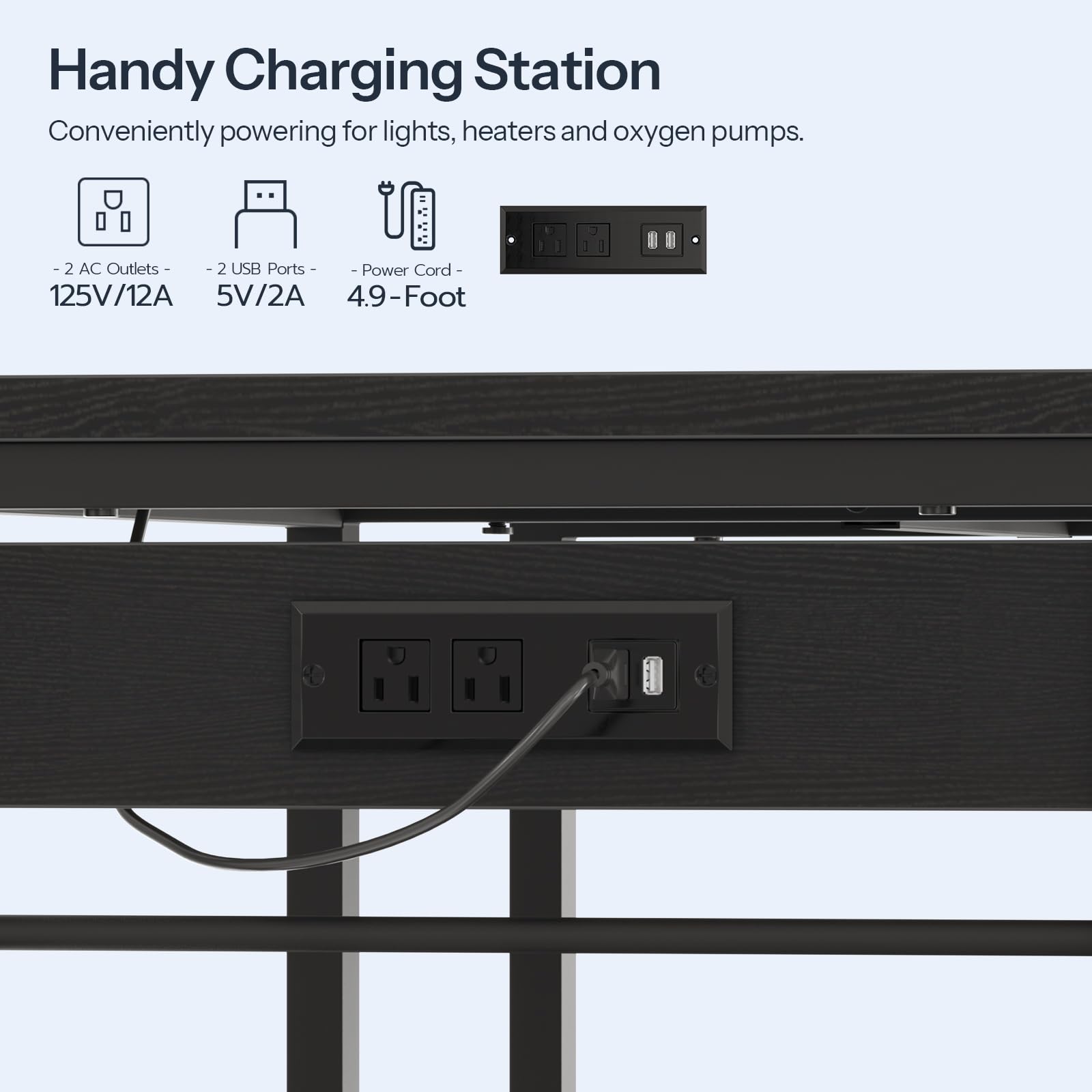 Handy charging station with power outlets and USB ports on a white background