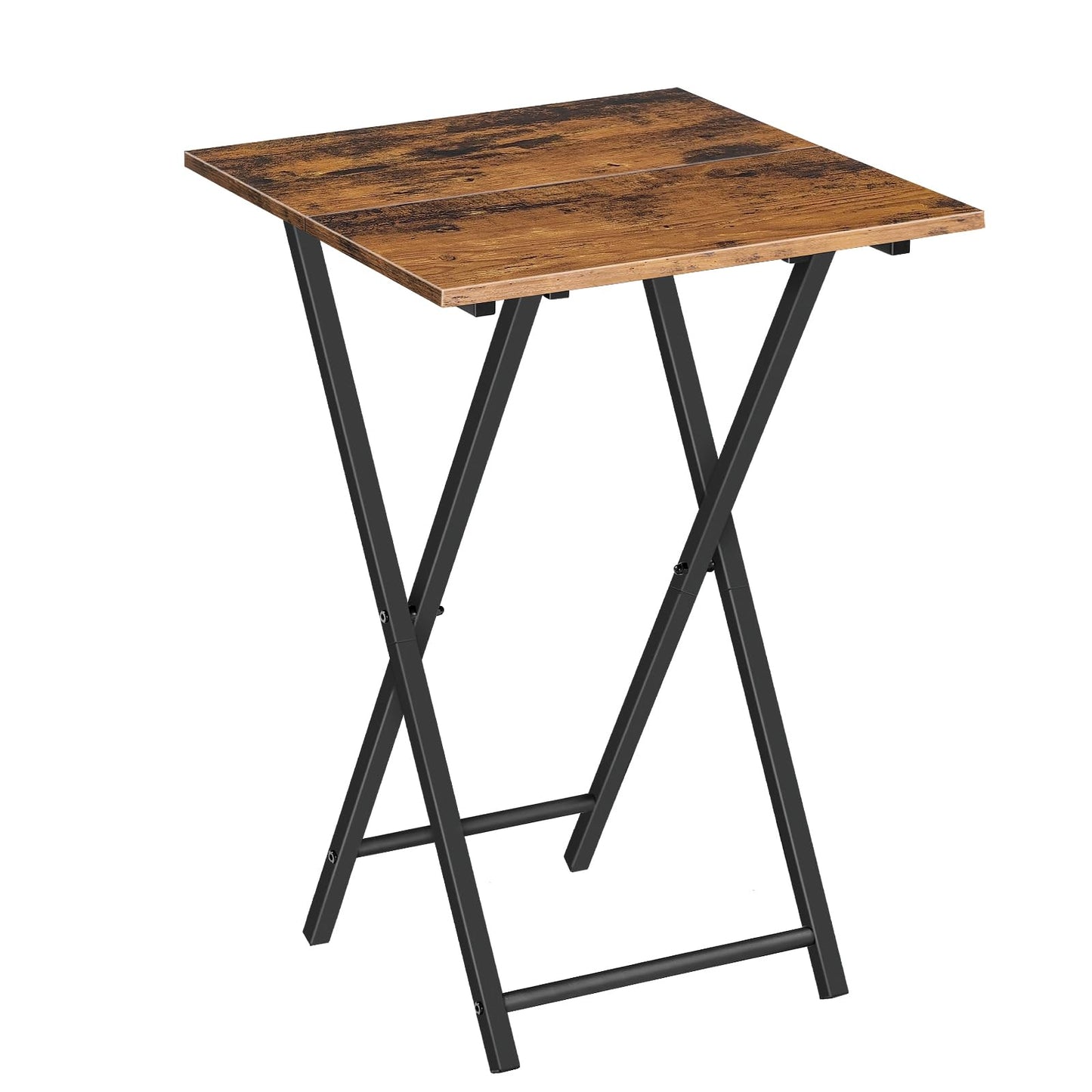 HOOBRO Vintage Brown Wood Folding TV Tray Table