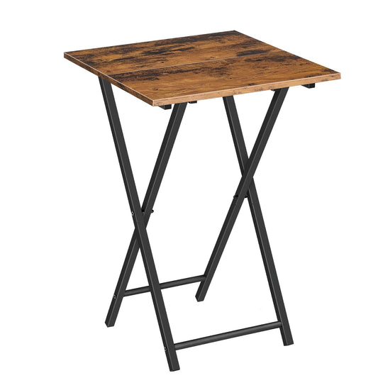 HOOBRO Vintage Brown Wood Folding TV Tray Table