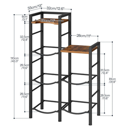HOOBRO Industrial-Style 5 Gallon Water Jug Holder with Wooden Top Shelves