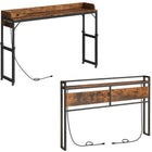 HOOBRO Height-Adjustable Bedside Table & Headboard Set with Wheels & Drawers & Charging Station