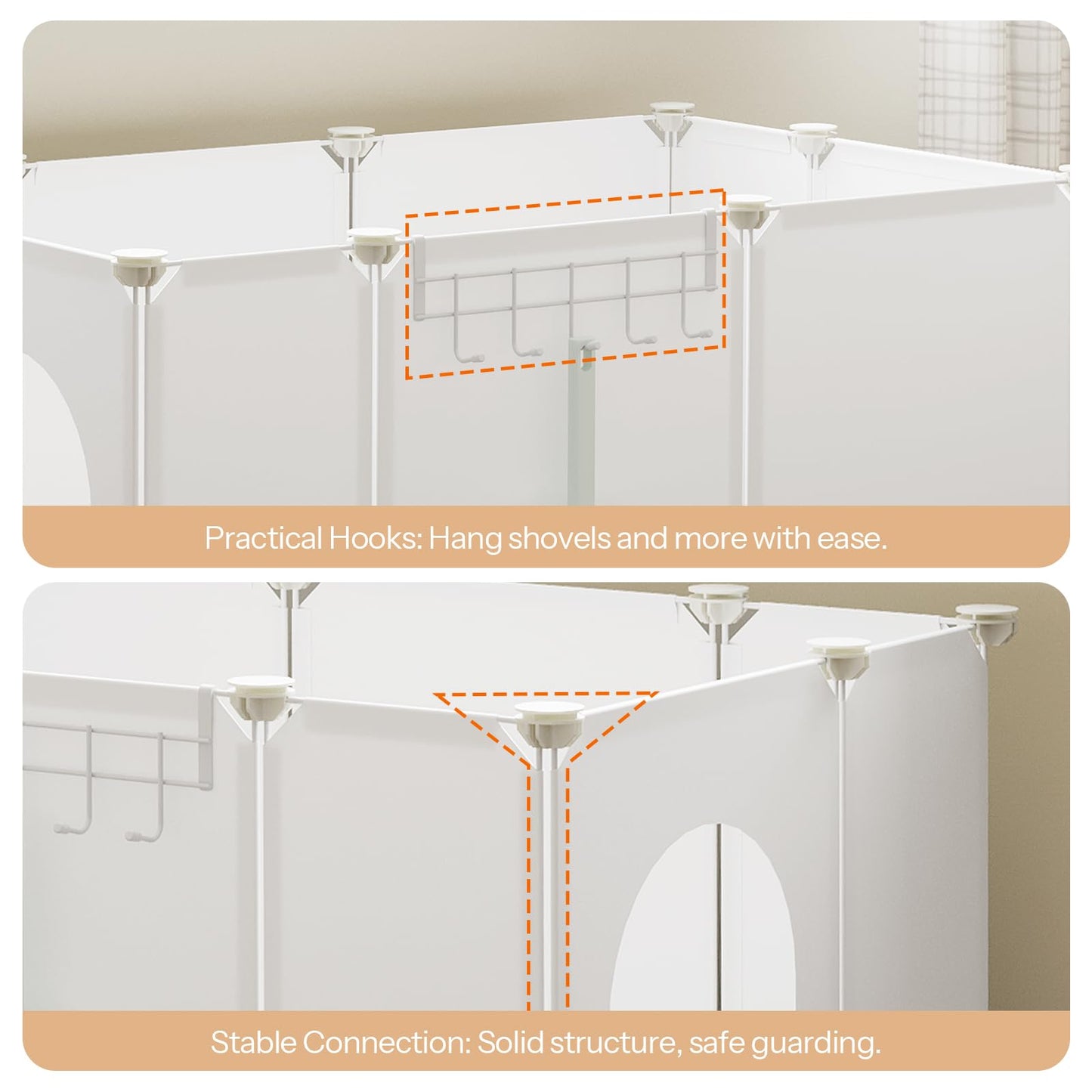 HOOBRO White Extra Large Litter Box Enclosure with Large Oxford Cloth Mat and Hooks