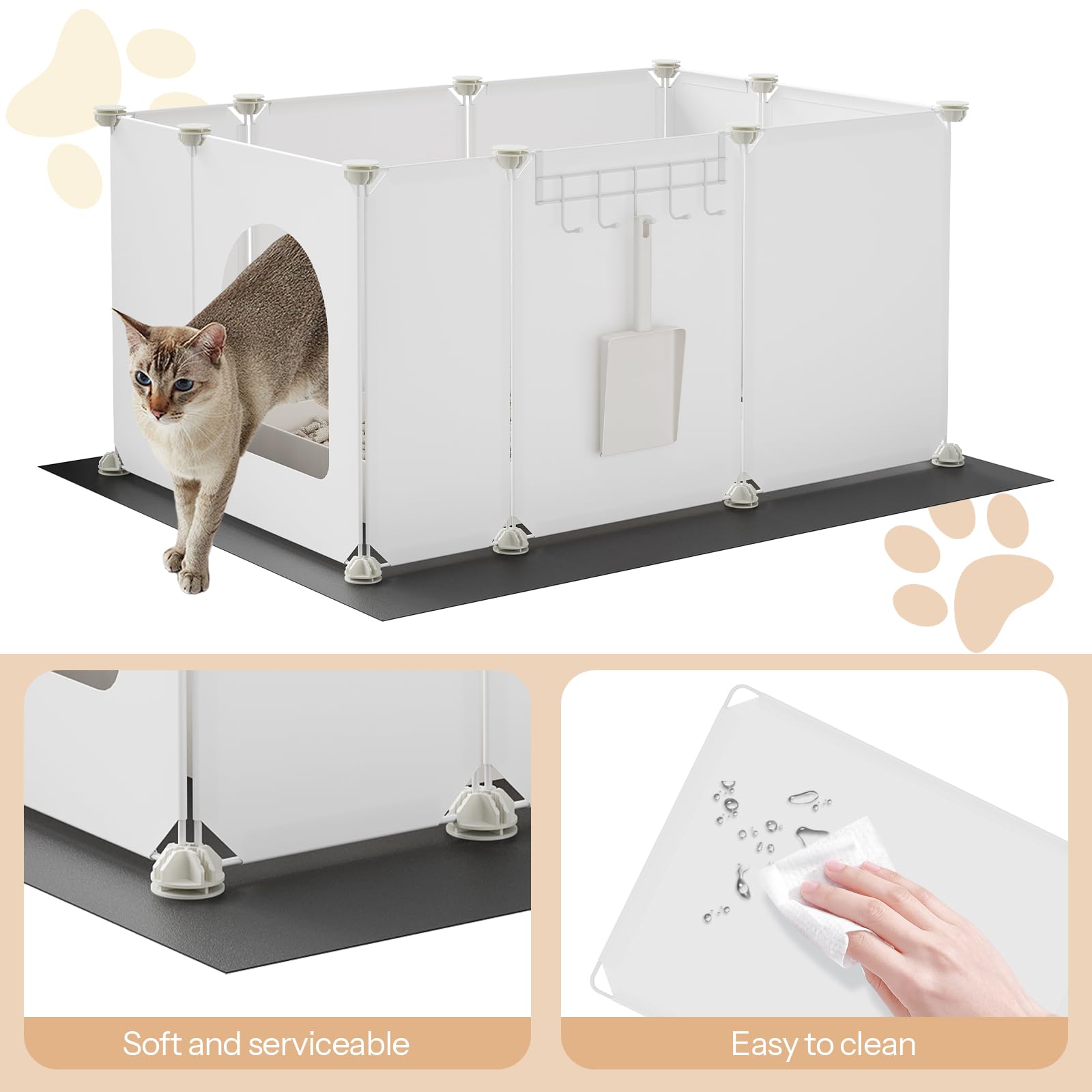HOOBRO Cat Litter Box Enclosure with Large Oxford Mat