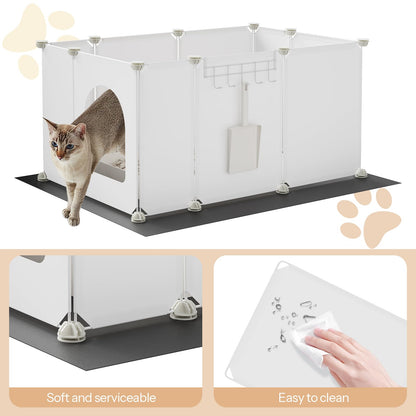 HOOBRO White Extra Large Litter Box Enclosure with Large Oxford Cloth Mat and Hooks