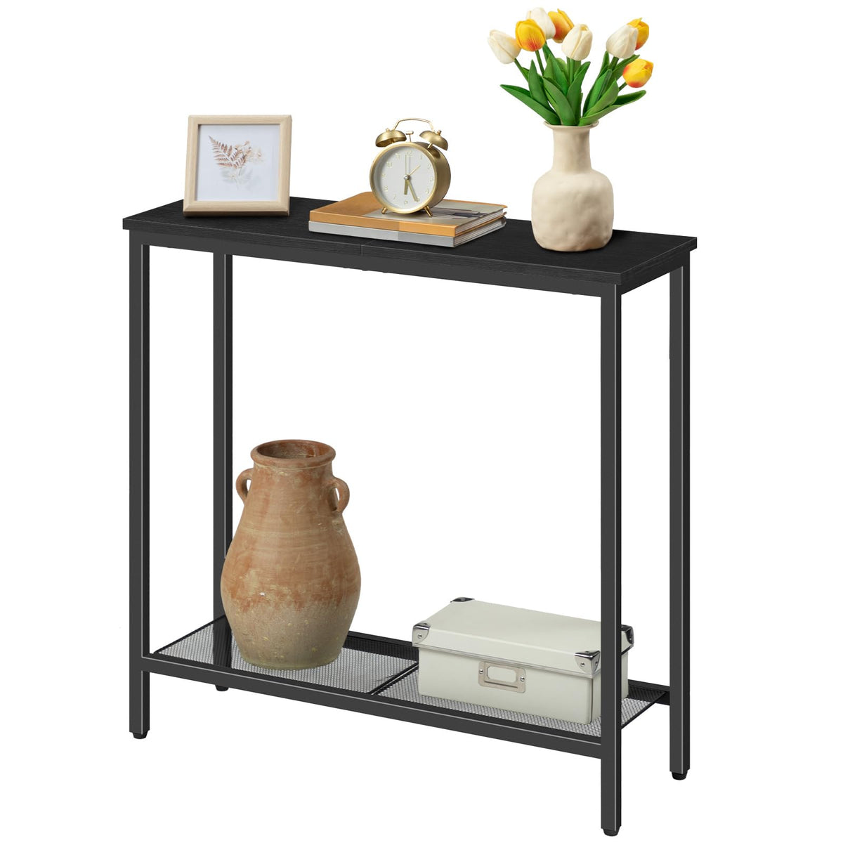 HOOBRO 29.5" Narrow Console Table, Small Entryway Table, 2 Tier Sofa Table