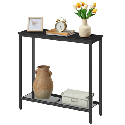 HOOBRO 29.5" Narrow Console Table, Small Entryway Table, 2 Tier Sofa Table