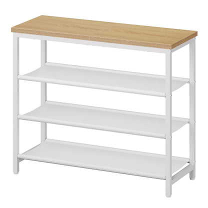 HOOBRO 4-Tier Small  Shoe Rack & Shoe Storage Organizer with PU Shelves