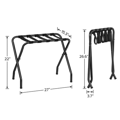 HOOBRO Metal Foldable Luggage Stand with C-Shaped Side Table