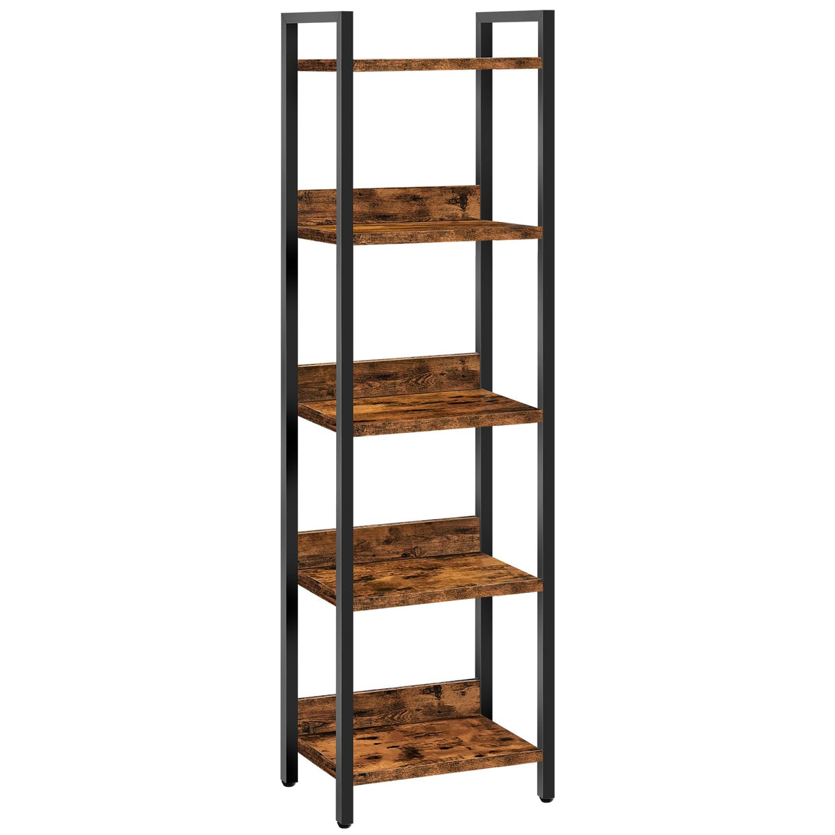 HOOBRO Bookshelf, 5-Tier Bookcase, Standing Book Shelf for Small Space, Storage Shelf Organizer, Rustic Brown and Black