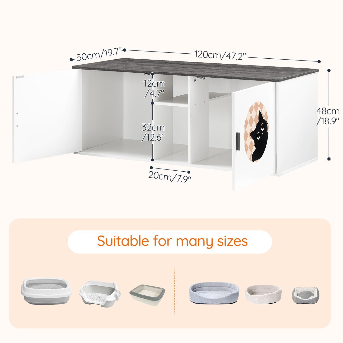 HOOBRO Double Cat Litter Box Enclosure with Middle Storage and Etrance
