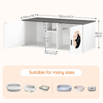 HOOBRO Double Cat Litter Box Enclosure with Middle Storage and Etrance