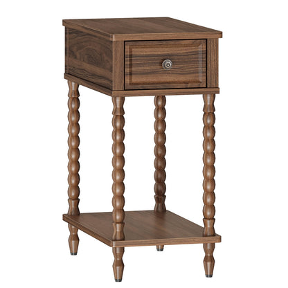 HOOBRO Narrow Side Table with Drawer, Solid Wood Legs Nightstand, for Home