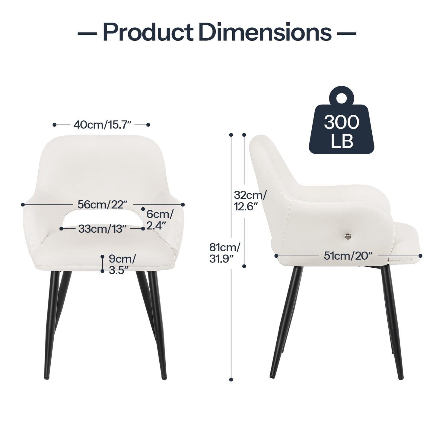 HOOBRO Beige Modern Upholstered Dining Chair with Soft Armrests / 2PICS
