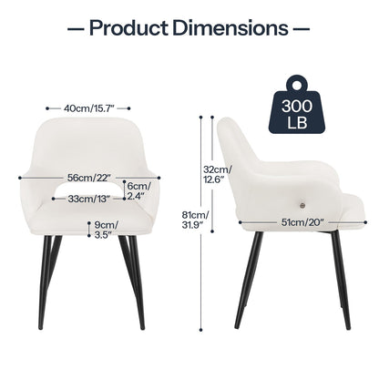 HOOBRO Beige Modern Upholstered Dining Chair with Soft Armrests / 2PICS