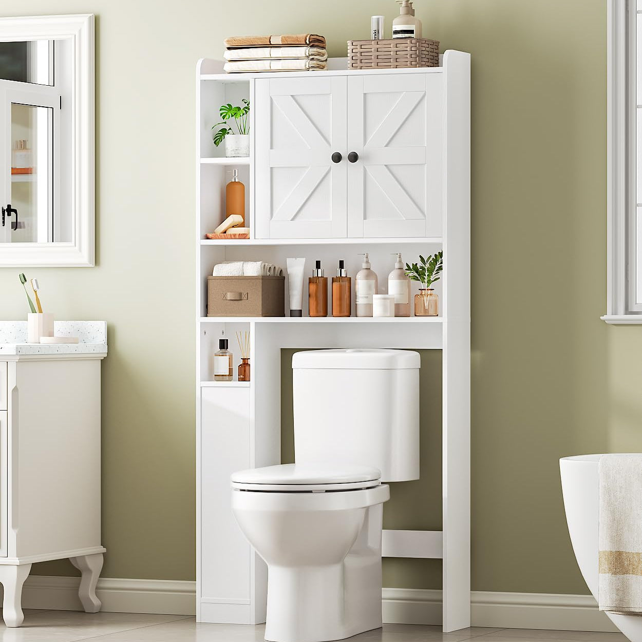 HOOBRO Farmhouse Over The Toilet Storage Cabinet