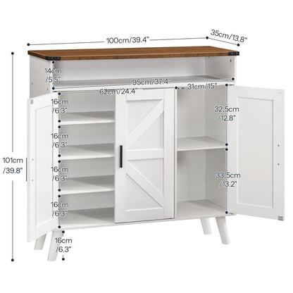HOOBRO Entryway Wooden Shoe Storage Cabinet with 3 Doors for Entryway