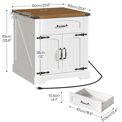 HOOBRO 23.6-inch Farmhouse End Tables with Charging Station