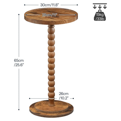 HOOBRO Retro Brown Solid Wood Round Side Table