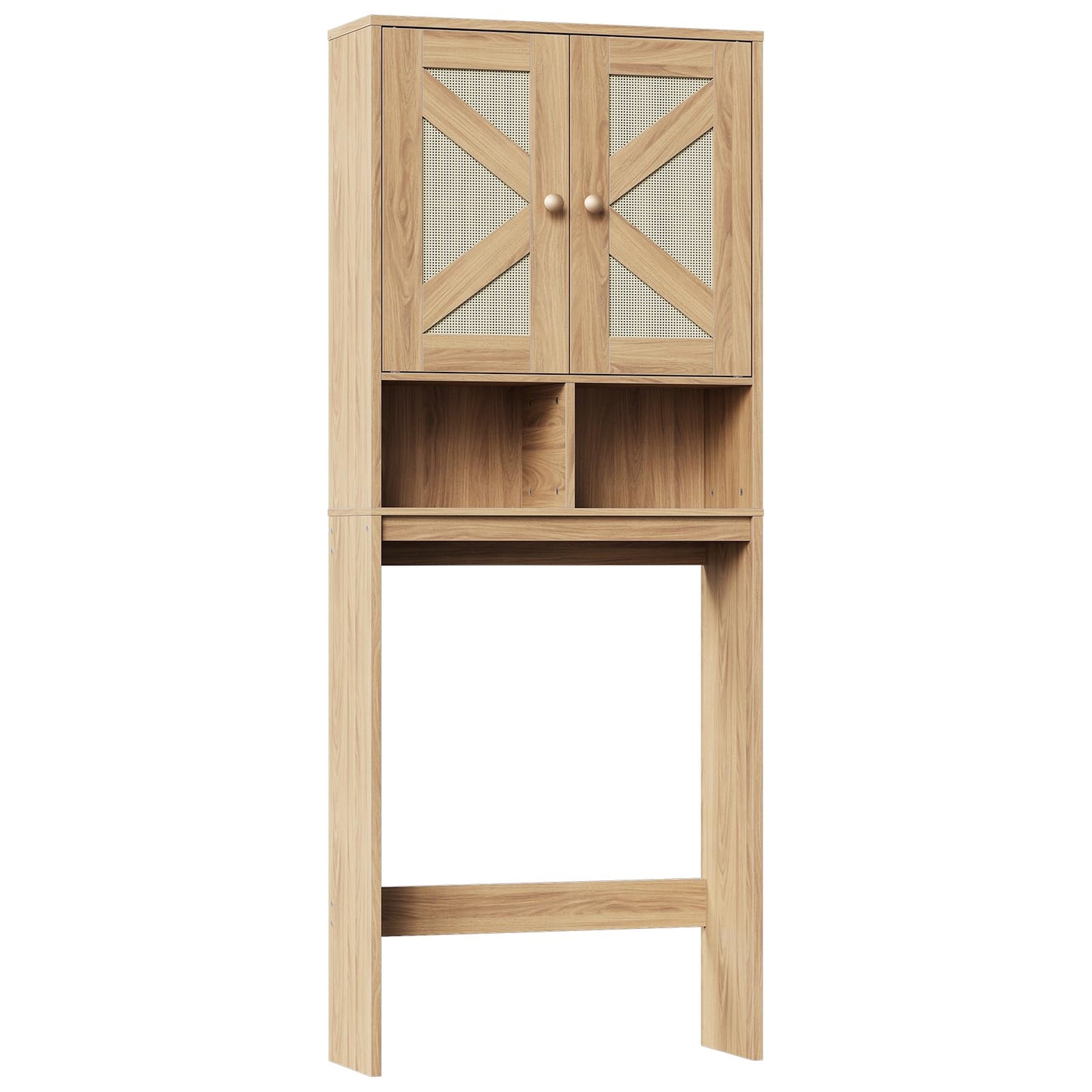 HOOBRO Over The Toilet Storage Cabinet with Rattan-Style Doors