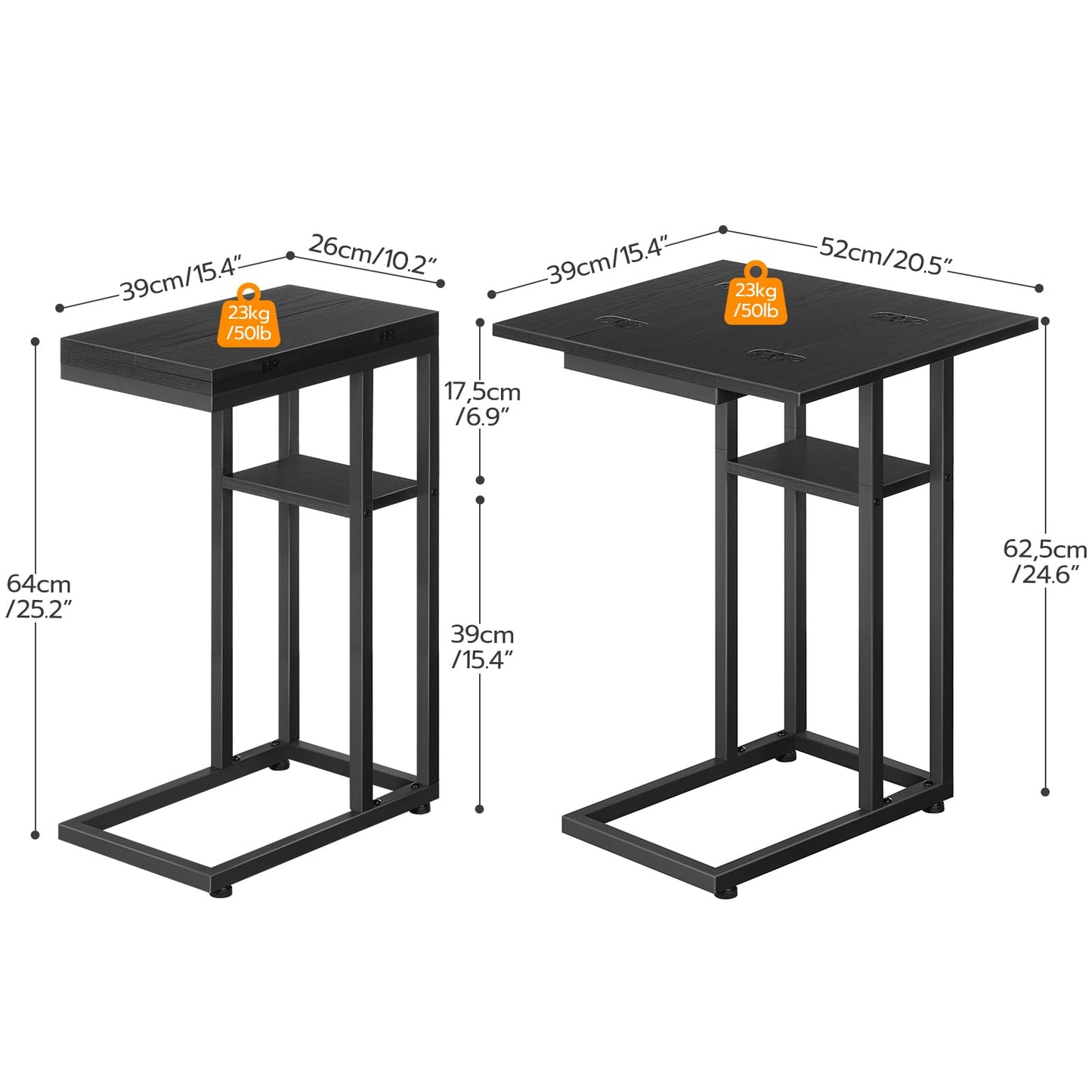 HOOBRO Metal Foldable Luggage Stand with C-Shaped Side Table
