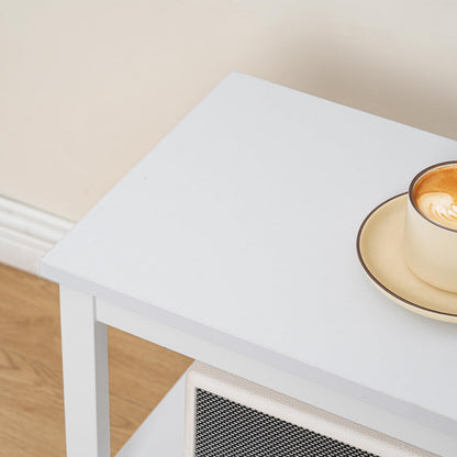 HOOBRO End Table, Simple Rustic Side Table with 3-Tier Storage Shelf, Narrow Nightstand for Small Spaces, Easy Assembly, for Living Room, Bedroom, Industrial Design, White WT14BZ01