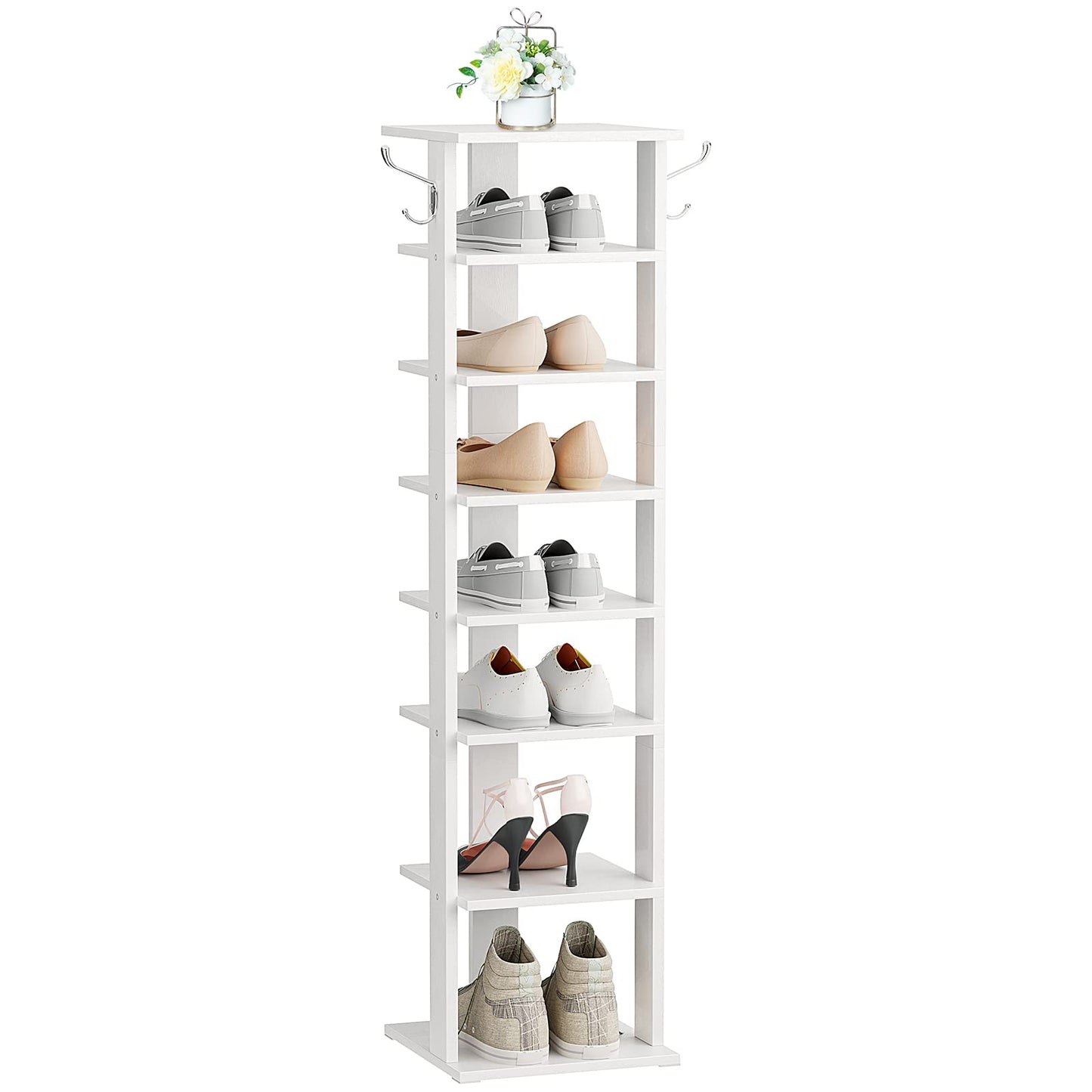 HOOBRO Wooden 8-Tiers Vertical Shoe Rack