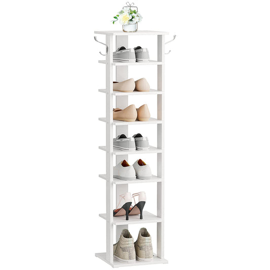 HOOBRO Wooden 8-Tiers Vertical Shoe Rack