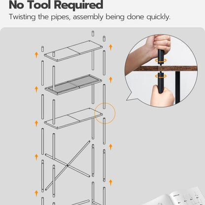 HOOBRO Retro Brown Three-Tier Toilet Above Shelf with Adjustable Legs