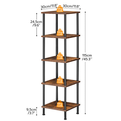 HOOBRO Retro Brown Five-Tier Square Corner Shelf