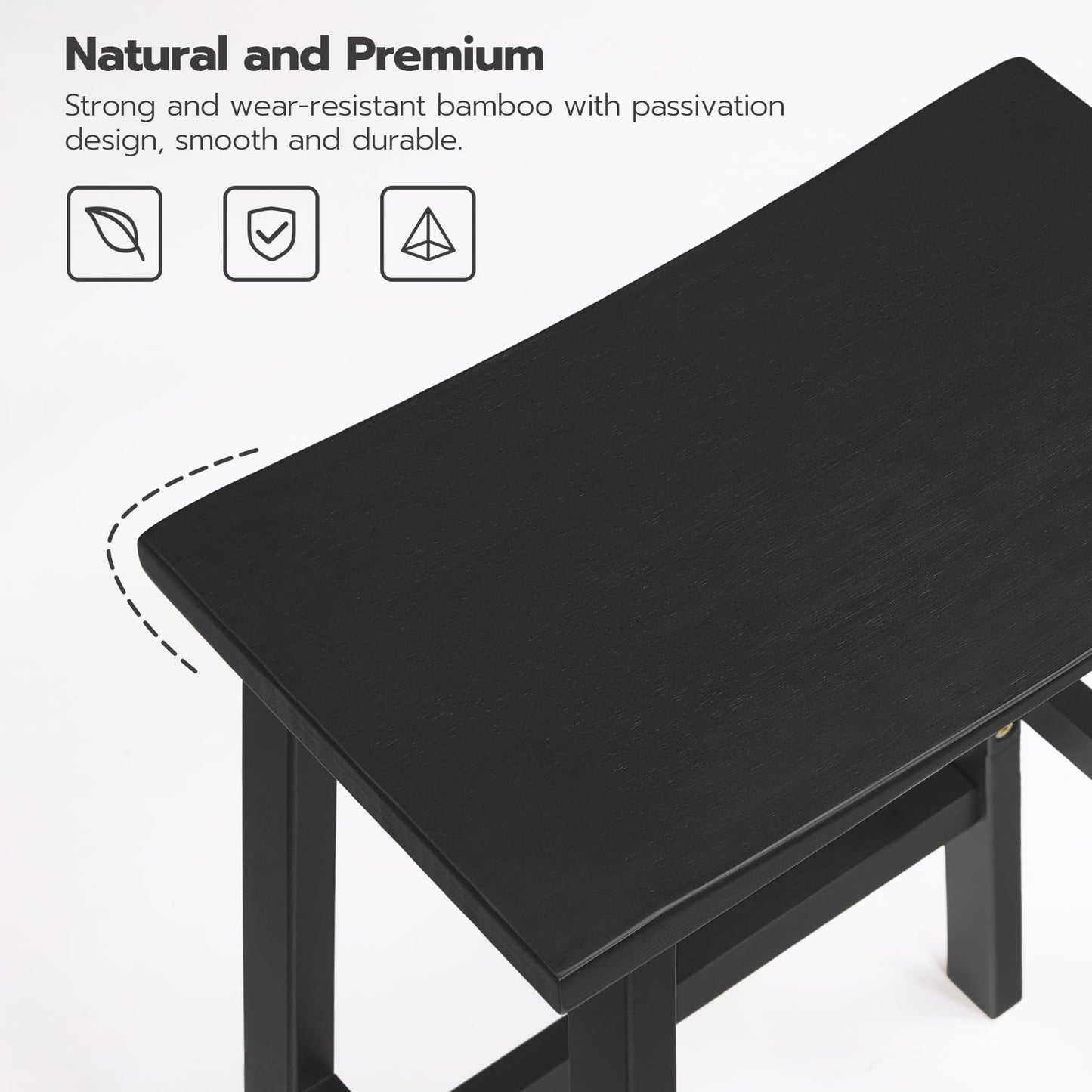 HOOBRO Black 26-inch Bamboo Bar Stool with Footrest /2PICS