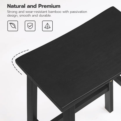 HOOBRO Black 26-inch Bamboo Bar Stool with Footrest /2PICS