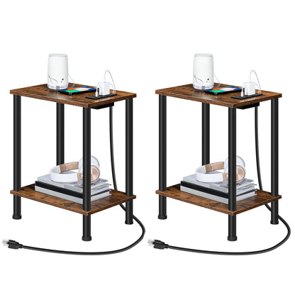 HOOBRO Side Tables with Charging Station / 2 PICS