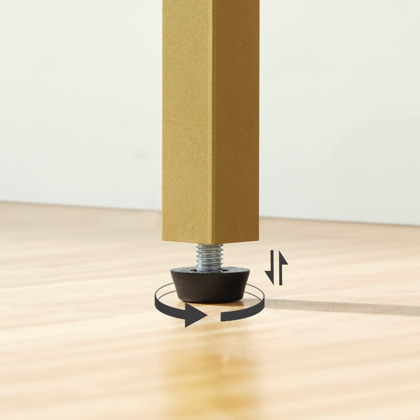 Wooden leg with a foot and screw on a wooden floor