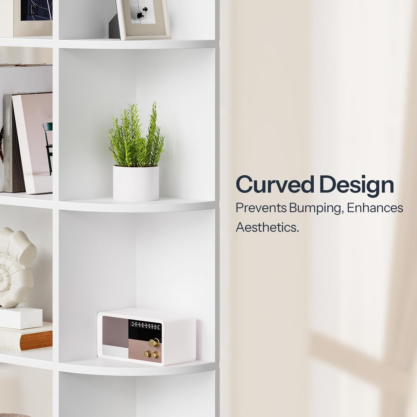 HOOBRO 74 inch Tall 6-Tier L-Shaped Modern Bookshelf with Open Storage