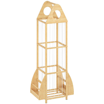 HOOBRO Stuffed Animal Storage, Bamboo Stuffed Animal Organizer with Elastic Cords and Side Bookshelf, Stuffed Animal Holder for Kids' Room, Playroom, Bedroom, Living Room, Nursery, Natural YL67CW01