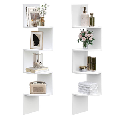 HOOBRO White Four-Tier Wall-Mounted Corner Shelf /2PICS