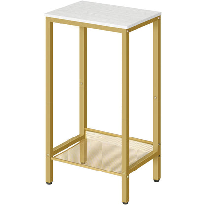 HOOBRO Industrial Tall Side Table with Adjustable Mesh Shelves