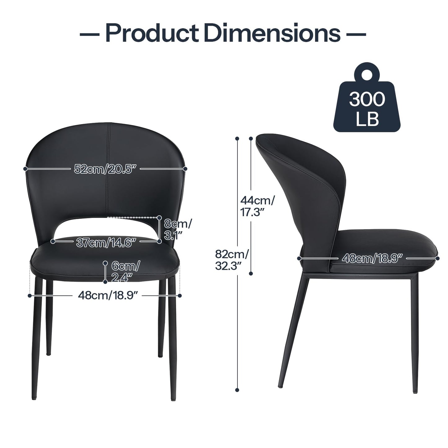 HOOBRO Black Modern Upholstered Dining Chair and Kitchen Chair Set /2PICS