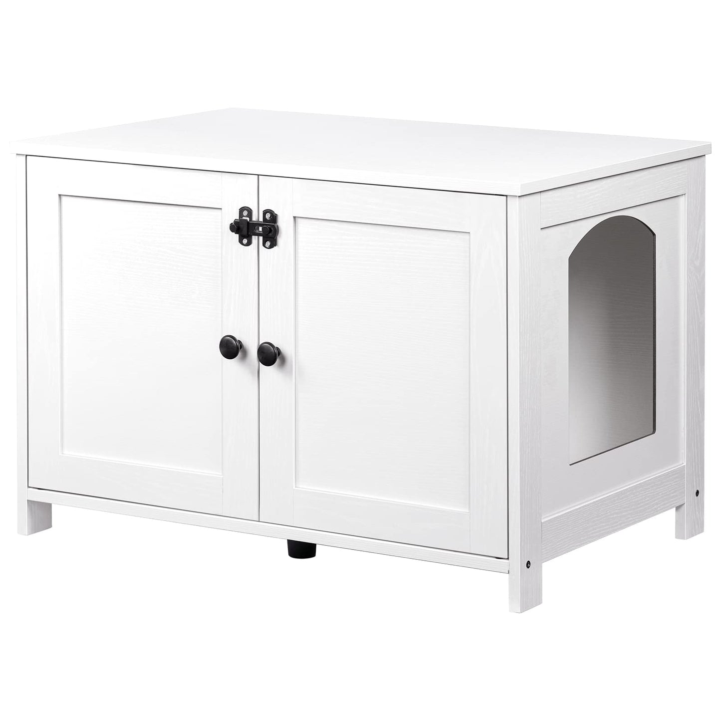 HOOBRO White Large Concealed Litter Box Enclosure with Removable Divider