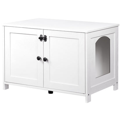 HOOBRO White Large Concealed Litter Box Enclosure with Removable Divider