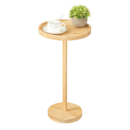 HOOBRO Bamboo Round Side Table & Coffee Martini Table