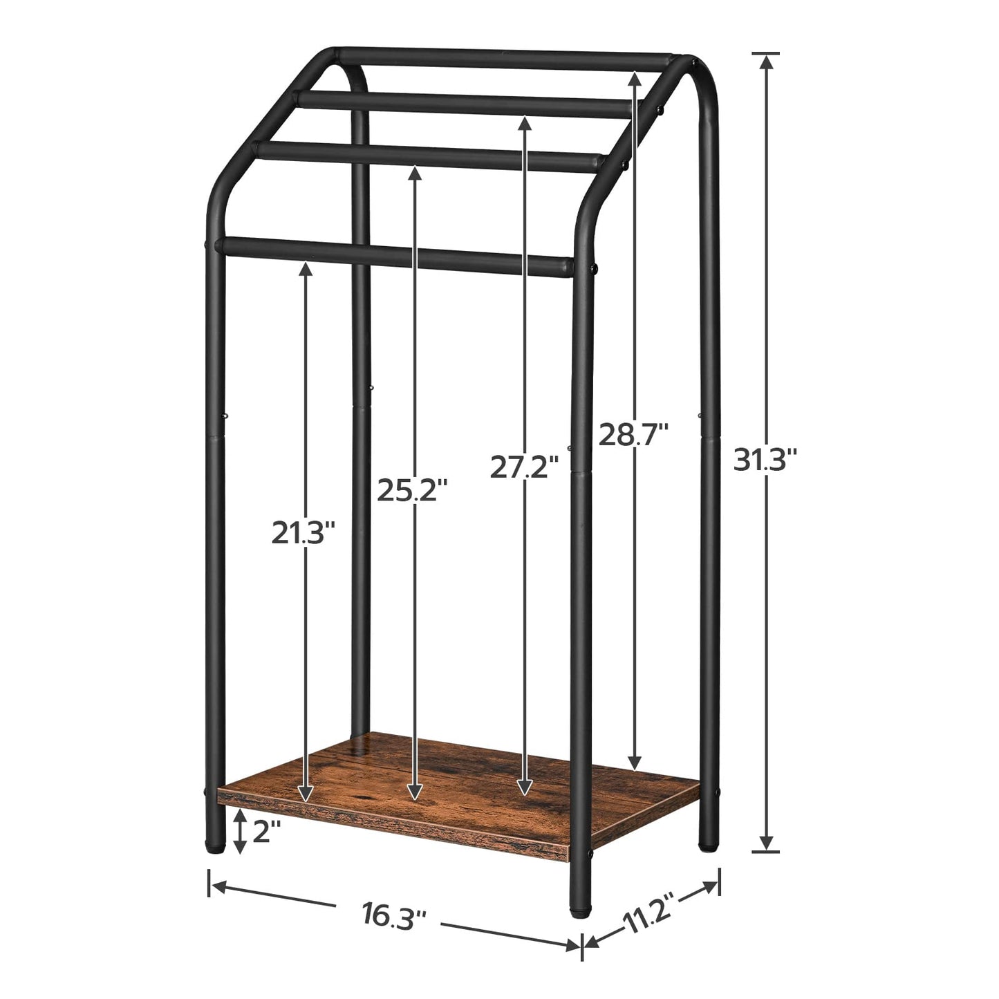 HOOBRO Retro Brown Four-Tier Freestanding Towel Rack